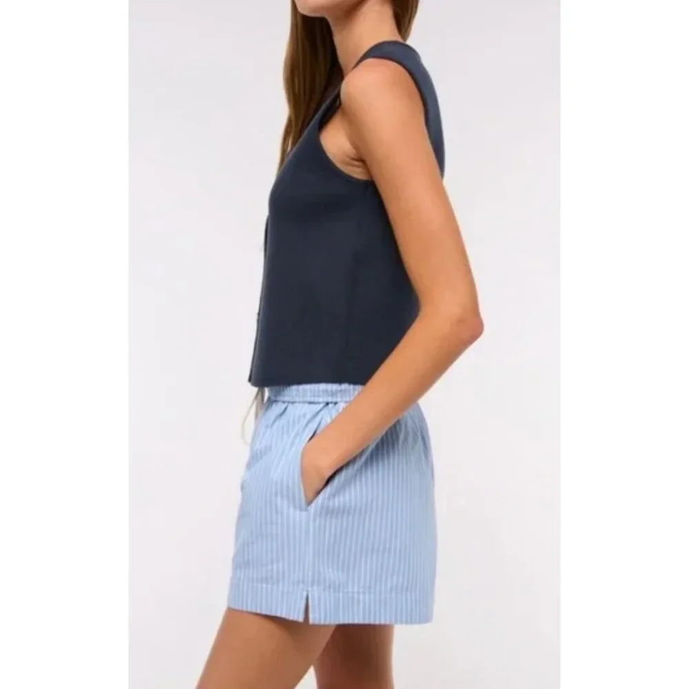 NWT Abercrombie & Fitch LuxeLoft V-Neck Vest Shirt Blue-sz XL